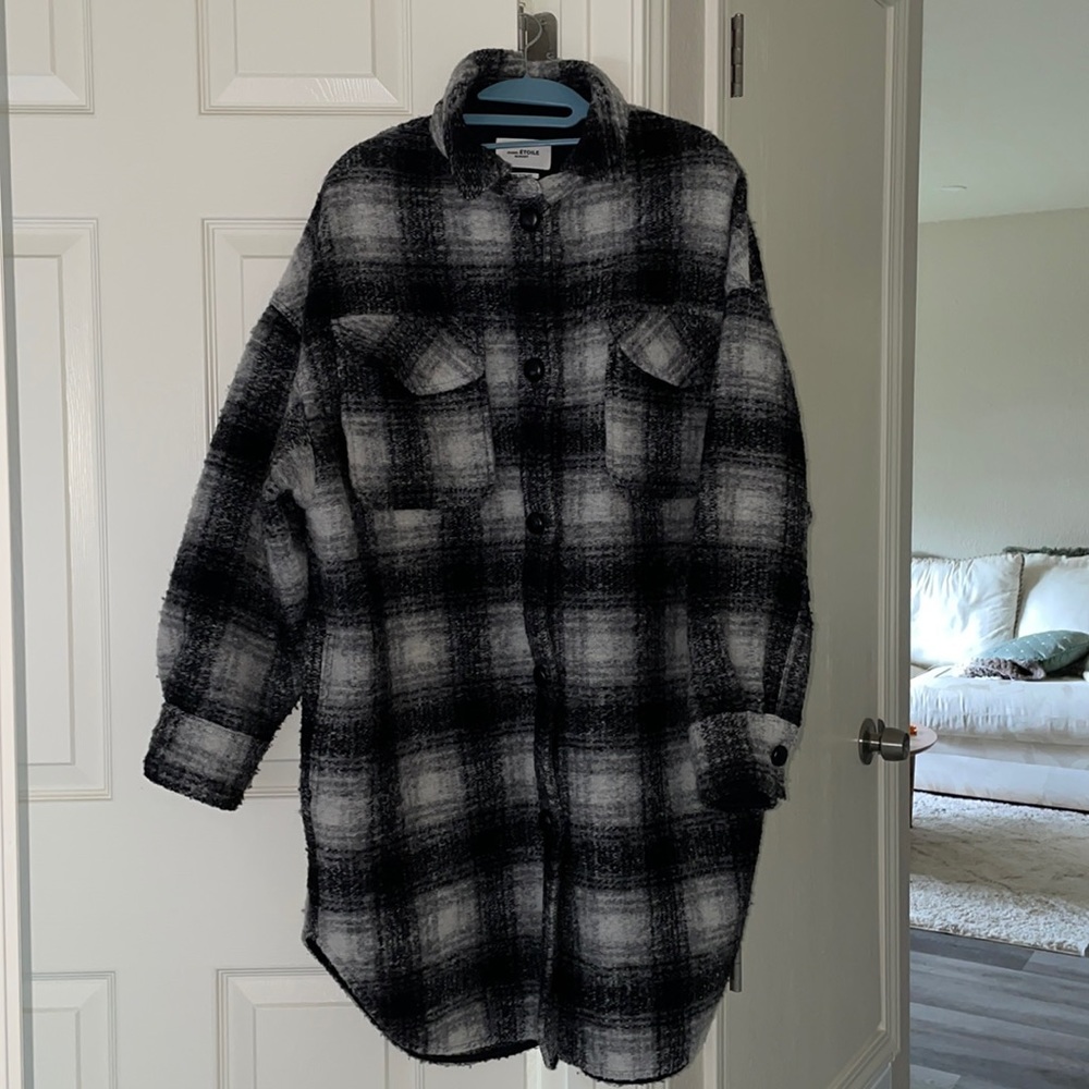 ETOILE ISABEL MARANT Gabriel shacket coat / size 36 / size 1. Grey/black/white.